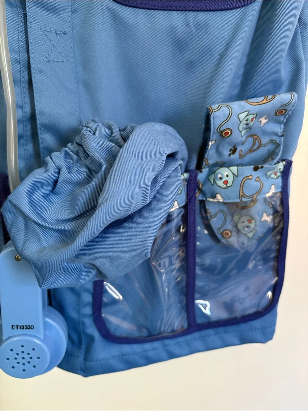 Kids Blue Animal Hospital Play Scrub Top with Mask